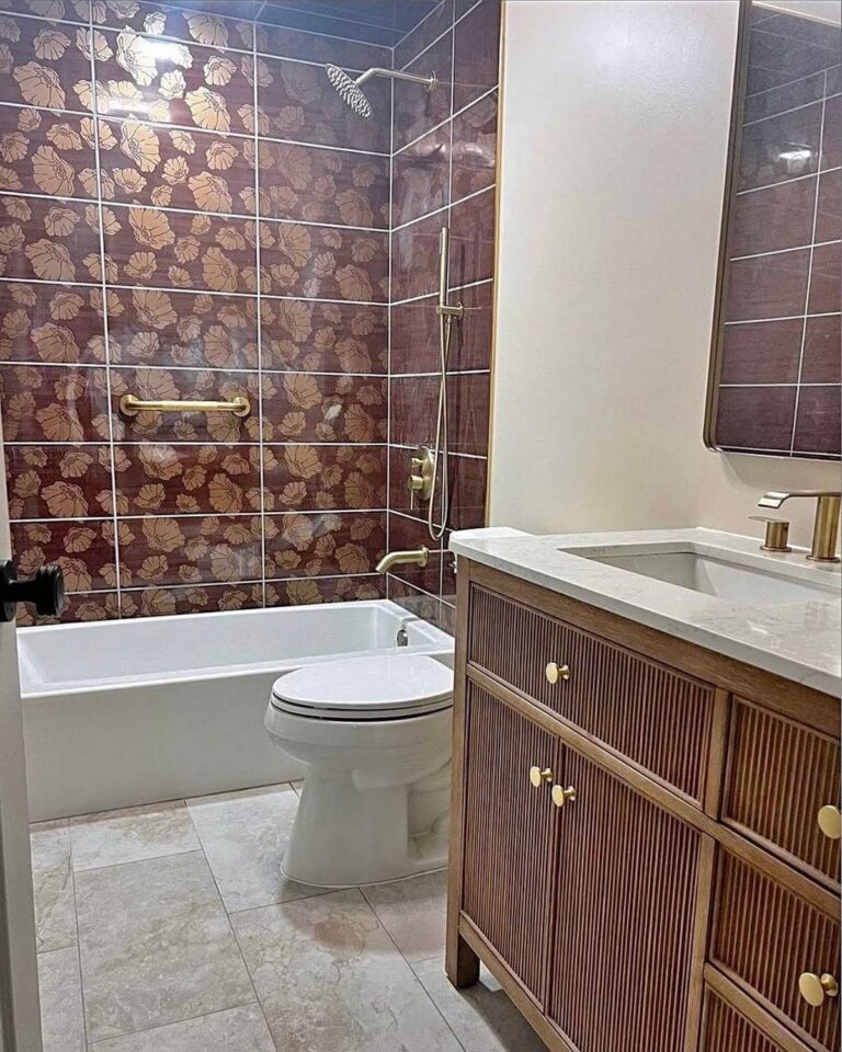Floral Tile Bathroom Remodel — after