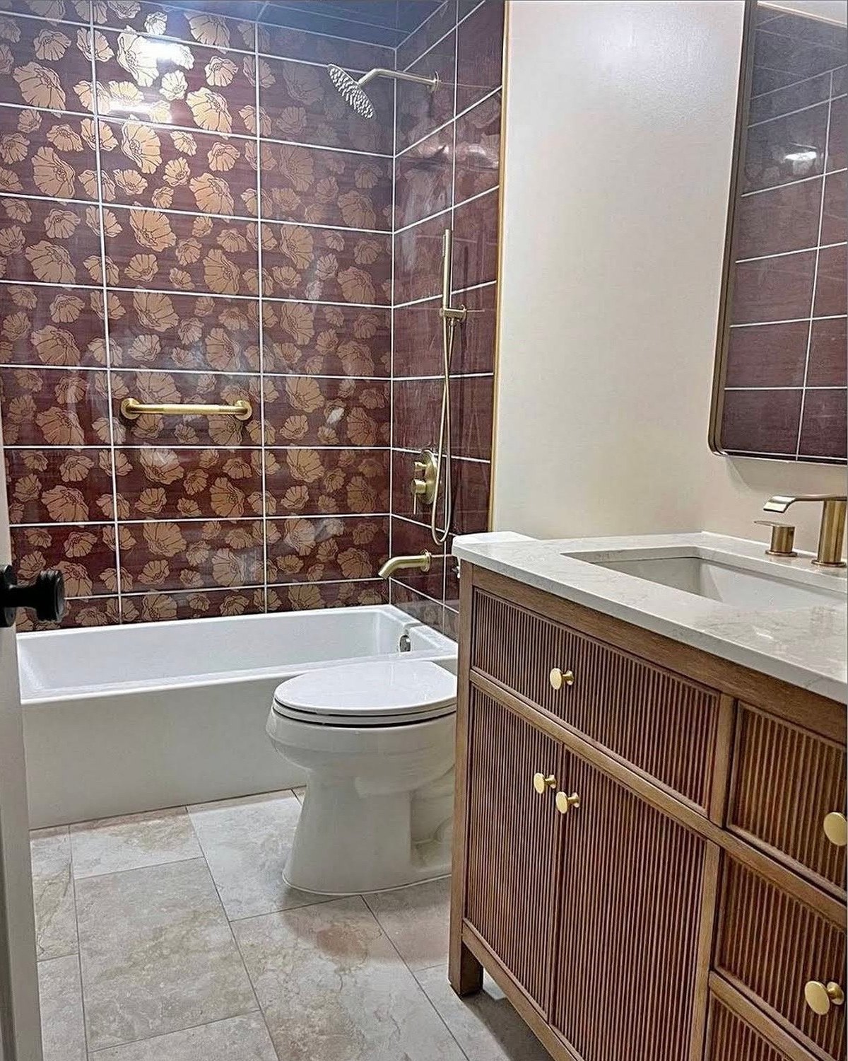 Floral Tile Bathroom Remodel — after